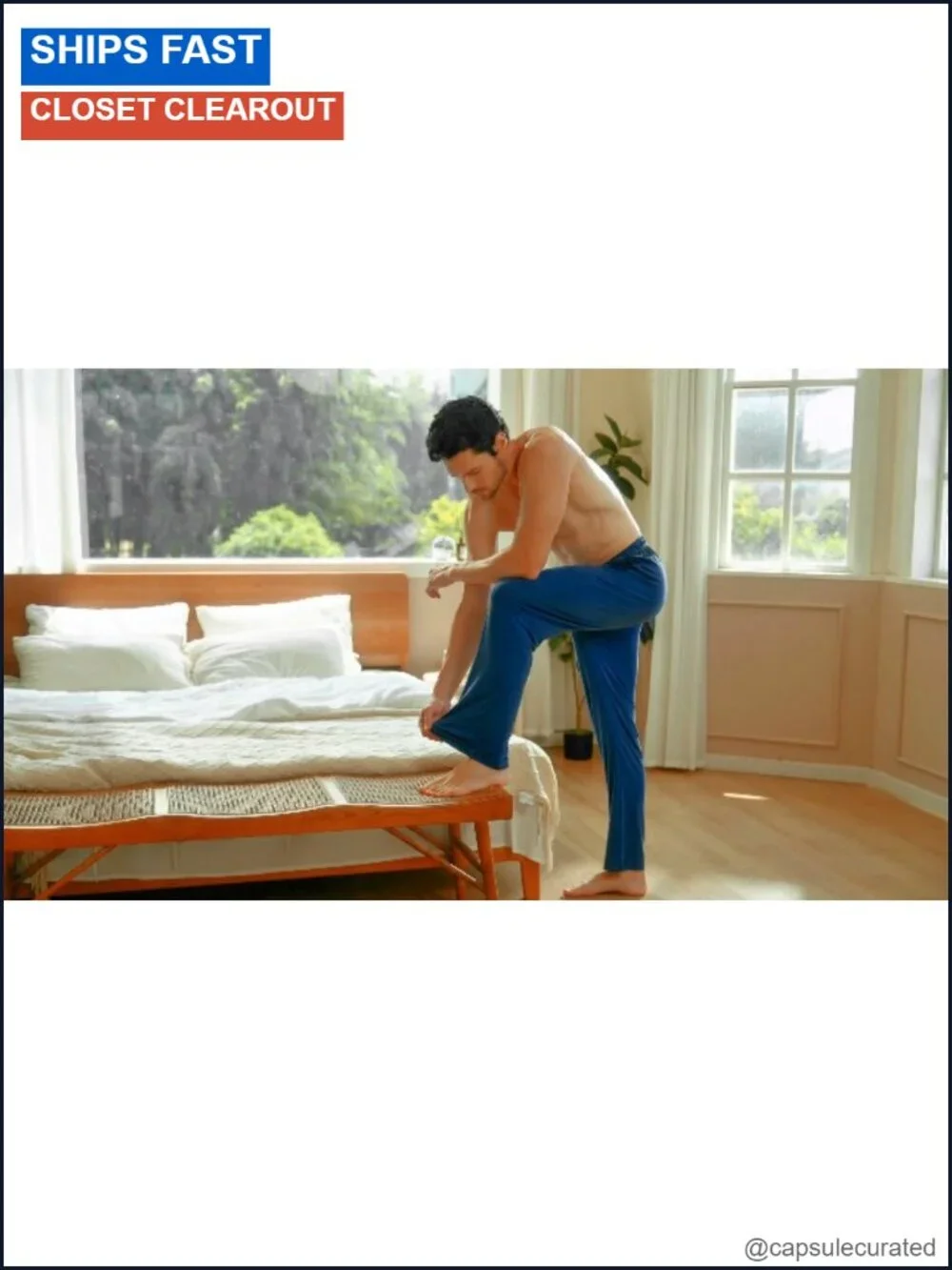 Men's Bamboo Pajama Pants with Pockets, Lightweight Sleep Bottoms with